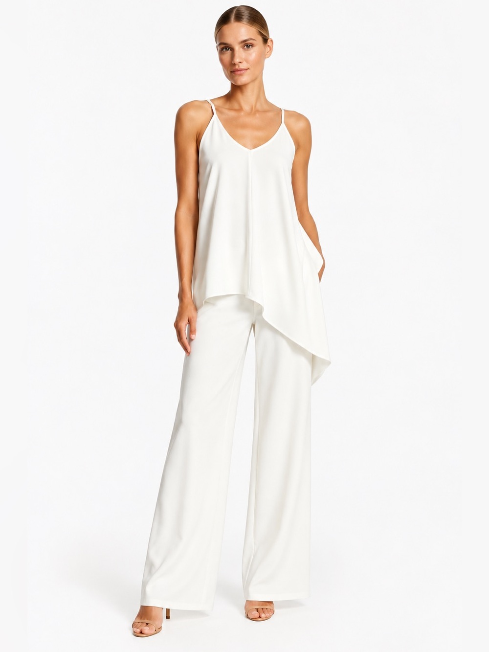 HELMUT LANG Asymmetrical Draped Sleeveless Wrap Tank Top